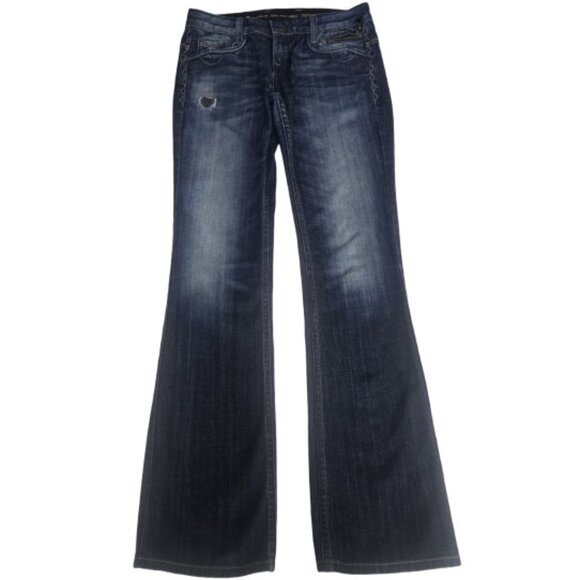 Rerock by Express 2000s Straight-Leg Distressed Jeans Size 4 Vintage Y2K Denim - Picture 2 of 16